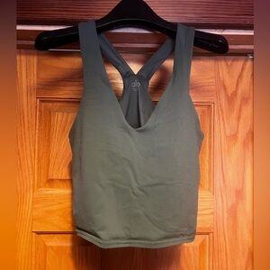 Alo Yoga Real Bra Tank -Midnight Green SIZE Large L Cropped